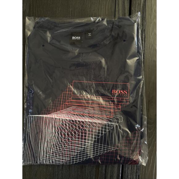 Hugo Boss Men’s Short Sleeve T Shirt Navy Geometric Graphic Soft Cotton Lg - Picture 12 of 12